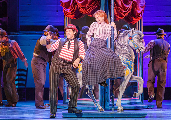 Brandon O'Neill, as Billy Bigelow, and Laura Griffith, as Julie Jordan, in Rodgers & Hammerstein's Carousel at The 5th Avenue Theatre. Photo: Mark Kitaoka/5th Avenue Theatre