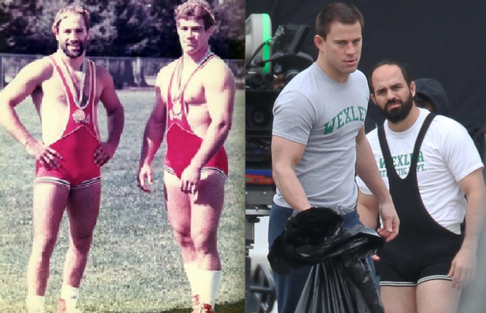The Schultz Brothers, Dave and Mark, and the actors who portrayed them in "Foxcatcher", Channing Tatum (Mark) and Mark Ruffalo (Dave).