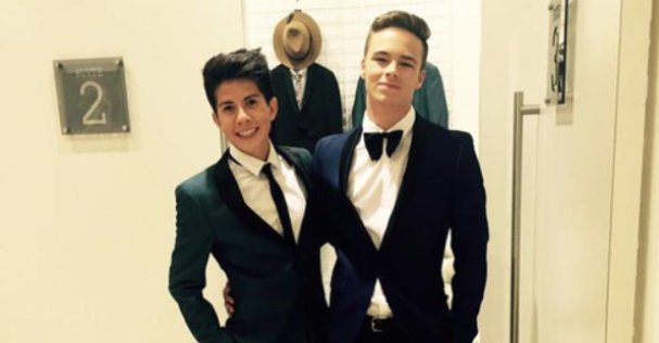 Anthony Martinez and Jacob Lescenski getting ready for prom, 2015.