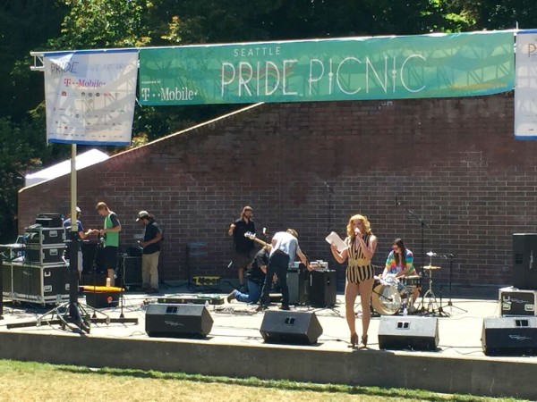 DonnaTella Howe melts in the sun at this year's Pride Picnic. Check out Miss Howe at the 4th & Bell stage during the Parade!