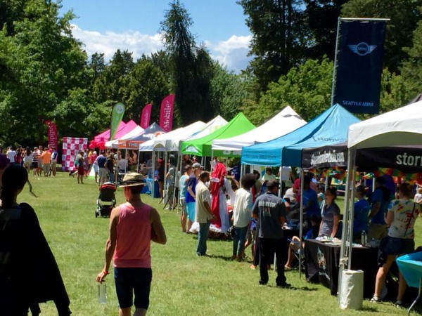 Plenty of fun opps to grab pamphlets at sponsor booths at this year's Seattle Pride Picnic, where the fun almost never stopped! Photo: Adam McRoberts/SGS