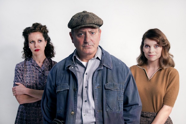 (l to r) Kirsten Potter, Mark Zeisler and Amy Danneker in Arthur Miller's " A View from the Bridge" running Sept 25 to Oct 18, 2015 at Seattle Repertory Theatre. Photo: Angela Nickerson