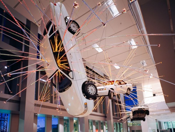 Cai Guo-Qiang’s "Inopportune: Stage One" aka the "Cars" is to come down at the Seattle Art Museum. Photo by Eduardo Calderón