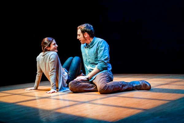 L-R) Alexandra Tavares and Max Gordon Moore in Constellations. Photo by Alan Alabastro,