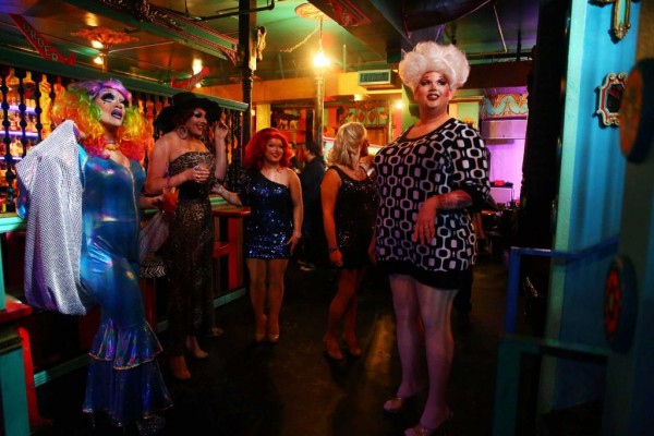 Mama Tits and the cast of her hit drag troupe, "Mimosas with Mama". Photo: GENNA MARTIN, SEATTLEPI.COM 