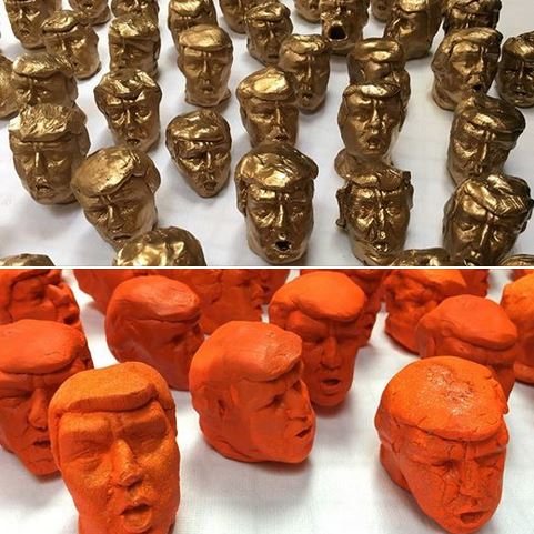 Artist Chris Buening's "Trump Heads" will be sale at Soil Gallery in June with proceeds benefiting Lambert House. 