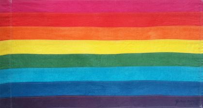 The original rainbow flag hand sewn by Gilbert Baker.