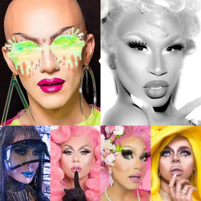 RPDR Season 9 winner Sasha Velour, upper left and five other S9 stars head to Seattle on Aug 20/21 for "War on the Catwalk'