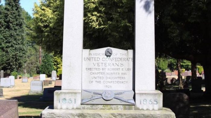 Confederate Memorial in Seattle's Lake View Cemetery. Photo via Change.org