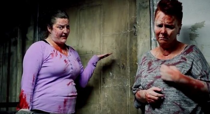 JenRenee Paulson and Christine Shaw White in the horror short film "Boiler Room"