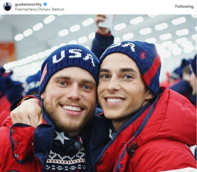 Out Gay Olympians Gus Kenworthy and Adam Rippon at the Opening Ceremonies in South Korea for the 2018 Winter Games. 