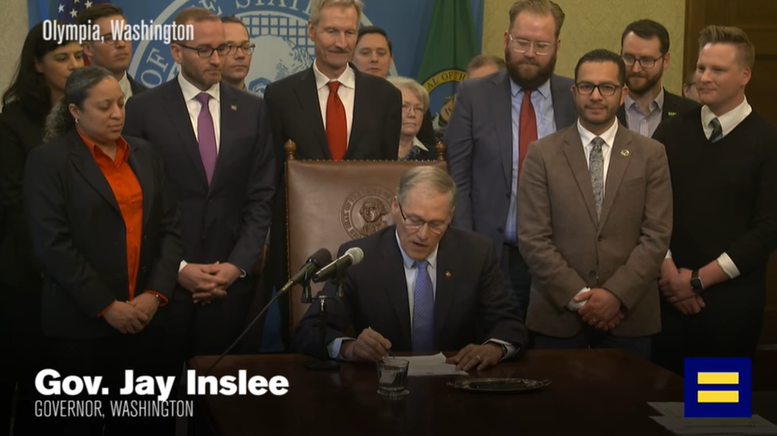 Washington State Governor Jay Denslee signs bill into law banning "Conversion Therapy"