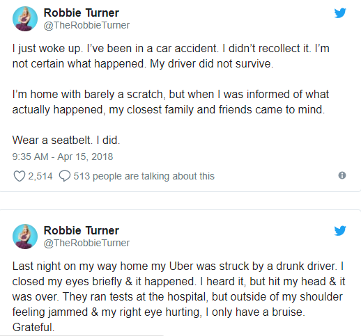 Robbie Turner's accident via Instagram