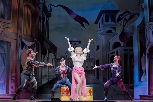 Robyn Hurder as Lois Lane/Bianca with Richard Peacock, Clyde Alves and Con O'Shea-Creal in Kiss Me, Kate - Photo Credit Tracy Martin