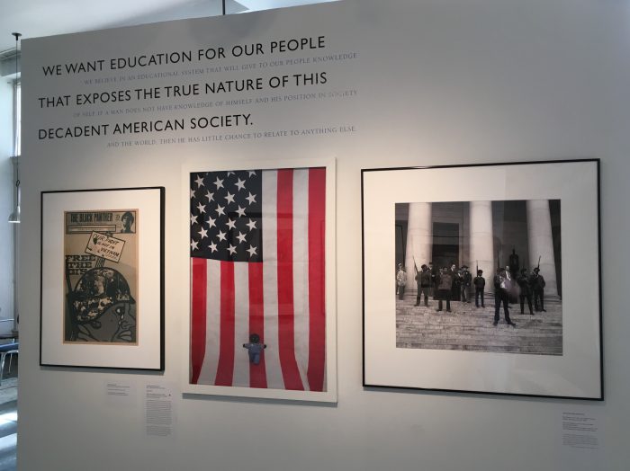  From the exhibit, All Power: Visual Legacies, on display at Photographic Center Northwest.  Art by Emory Douglas (left), Ouidakathryn Bryson (center), and unknown (right).  (Photo by R Barron) 