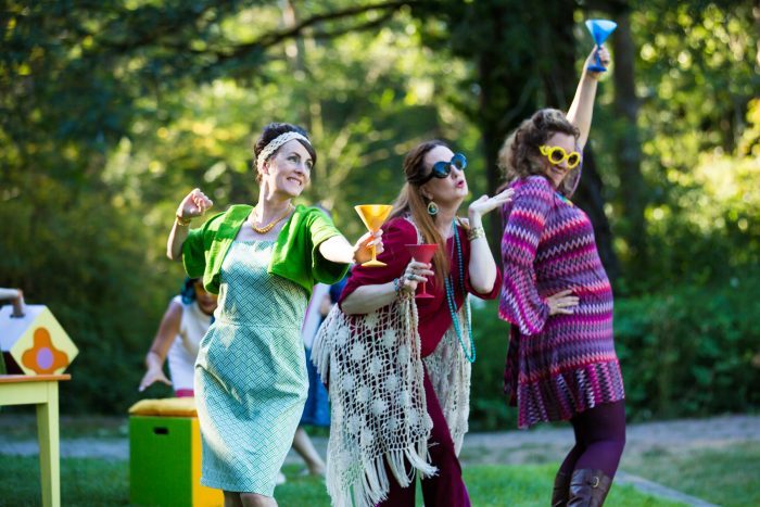 Some very merry wives of Windsor in Wooden O's free summer park production. Photo by HMMM Productions.