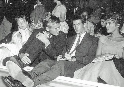 Tab Hunter and Anthony Perkins double "dating" with some gal pals circa...1962?