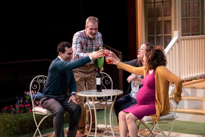 Left to right: Phillip Ray Guevara, Jim Gall, Julie Briskman and Sophie Franco in Intiman's NATIVE GARDEN by (photo on the right). Photo by Naomi Ishisaka.