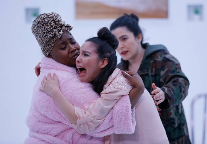 Left to right: Shermona Mitchell, Klarissa Marie Robles and Sophie Franco in "B" at Washington Ensemble Theatre/12th Avenue Arts on Capitol Hill. Photo: WET