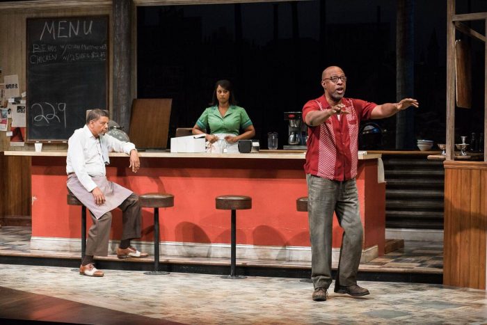  Eugene Lee (Memphis), Nicole Lewis (Risa), and David Emerson Toney (Holloway) in Seattle Repertory Theatre's production of August Wilson's Two Trains Running. Photo by Nate Watters.