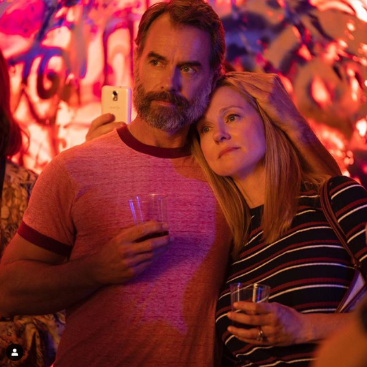 Murray Bartlett as "Michael 'Mouse' Tolliver"; Laura Linney as "Mary Ann Singleton" in Netflix's Armistead Maupin's Tales of the City