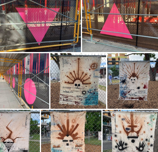 Some of the artwork from the AMP exhibit in Cal Anderson Park that was stolen over the weekend. Photo via AMP FB page
