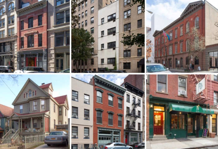 Top, left to right: GAA Firehouse, James Baldwin Residence, LGBT Community Center; Bottom, left to right: Audre Lorde Residence, Women’s Liberation Center, Caffe Cino; Photos courtesy of NYC LGBT Historic Sites Project